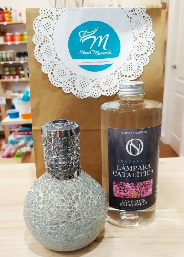 lampara-catalitica-aromatica-blanca-y-fragancia-de-ambiente-lavanda lampara catalíticas para ambientar y purificar el ambiente