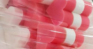 Jabones de corazón con aromas a nata y fresa.